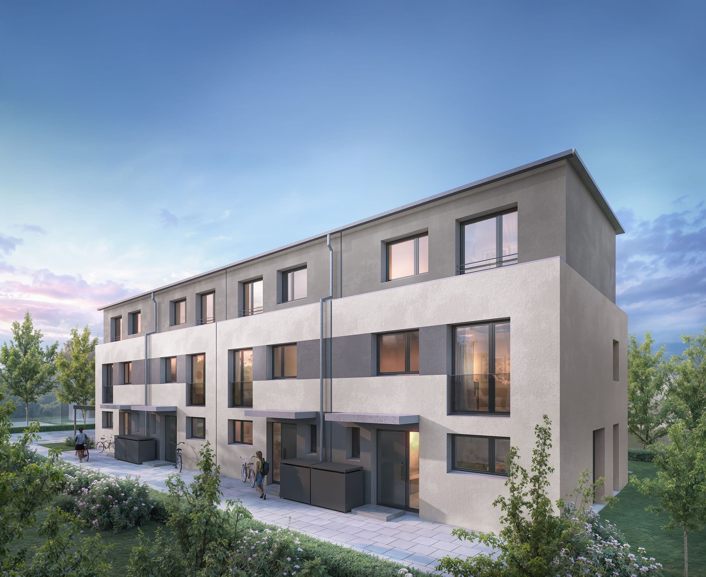 Außenvisualisierung der Reihenhäuser Kemnater Straße